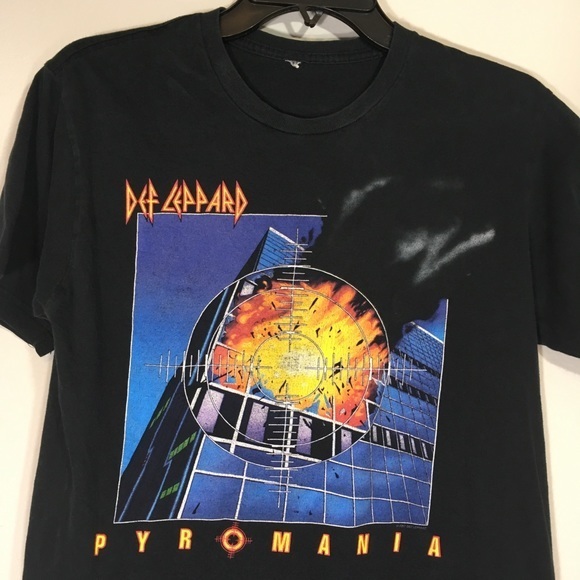 Vintage Band Tee Def Leppard T Shirt Graphic Fire - Picture 3 of 6
